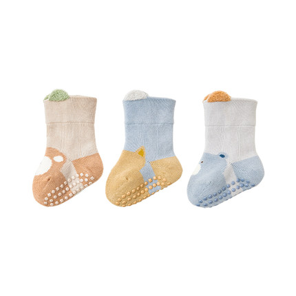 欧孕宝宝地板袜春秋男女童室内隔凉防滑袜秋冬无骨纯棉婴儿学步袜