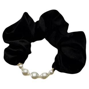 高级感丝绒珠珠大肠发圈女气质优雅低马尾扎发绳高弹力不伤发头绳