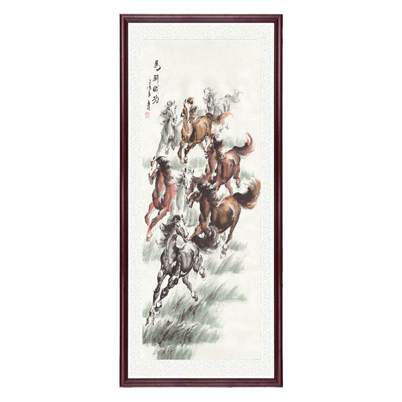 仿真假马到成功沙发背景墙八骏图