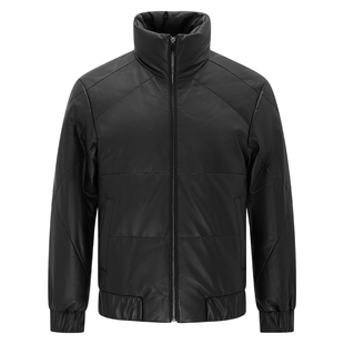 [绵羊皮/暖芯羽绒]梦特娇男真皮皮衣冬季立领面包羽绒服外套保暖J