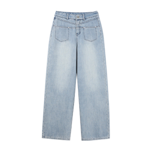 FF BLUE 邦德街shorts 85棉高腰窄版直筒裤双口袋加绒百搭牛仔裤