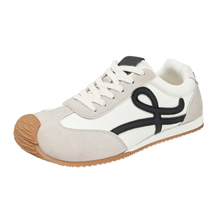 拉夏贝尔德训小白鞋女2026新款春夏季透气帆布鞋百搭轻便运动板鞋