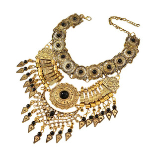 阿努比斯埃及王子cos金色流苏项链敦煌异域风夸张金属颈链饰品