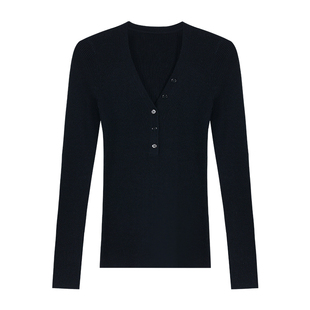 Maven Lin 白领舒适区|V领针织衫内搭打底衫女羊毛修身长袖上衣