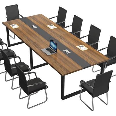 白色会议桌长桌简约现代办公桌椅