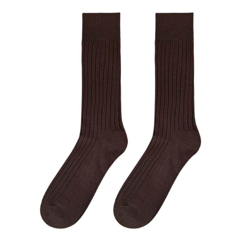 oceanwings Socks男士商务休闲袜咖啡色中长筒袜黑色皮鞋袜子男