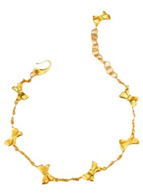 蝴蝶结可水洗金色钛钢手链甜美