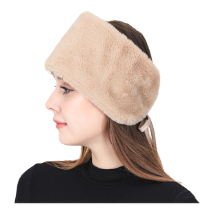 法式毛绒头巾帽秋冬偏头痛发带加厚护额保暖护耳头带时尚女式轻便