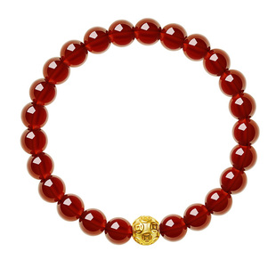 宫里上新石榴石手链女款天然红色手串足金转运珠生日本命年礼物