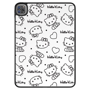 黑色凯蒂猫适用iPad保护壳带笔槽新款11代10.9寸air567无盖防弯轻薄pro11亚克力10代ipad保护套9代平板保护壳