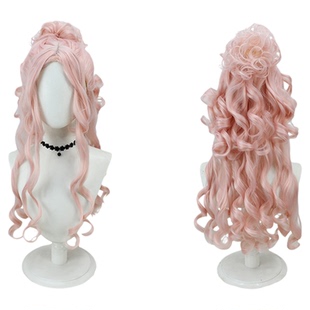 【思越】星期三 小狼女伊妮德cos假发  粉色中分卷曲假毛 舞会版