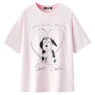 森马短袖T恤女夏季印花纯棉宽松套头衫图案小众设计感慵懒风上衣