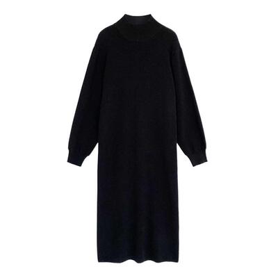 胖mm半高领毛衣宽松连衣裙