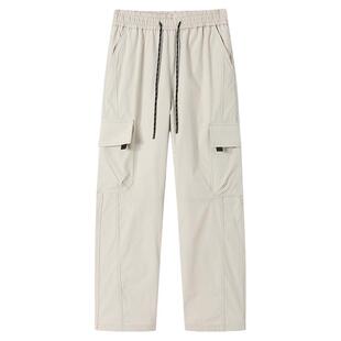 From Mars 明确目标 潮牌纯色工装裤子拼接抽绳直筒阔腿休闲长裤