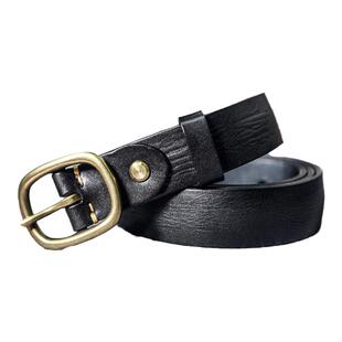 真皮复古铜扣头女士腰带新款皮带宽简约百搭针扣裤带手工擦色做旧