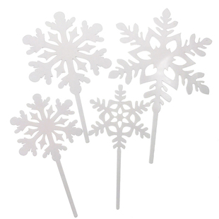 烘焙蛋糕装饰雪花冰雪世界漫天雪花丝带款插牌宝宝生日甜品台布置