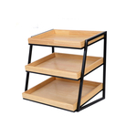 上谦三层松木斜面盘铁架面包蛋糕干点水果店展示架商用小型展示柜