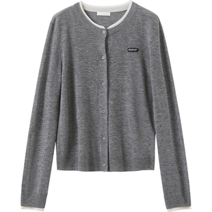 【100%羊毛】播商场同款圆领宽松针织开衫女秋季新款BDS3UD3264