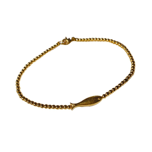 足金5g工艺2mm迷你小金珠年年有鱼手工金路路通黄金手串