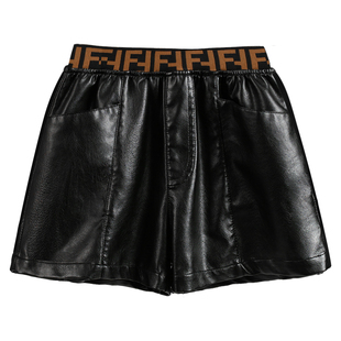 女童皮短裤阔腿高腰2025秋冬季新款中大童女宝宝儿童外穿打底裤子