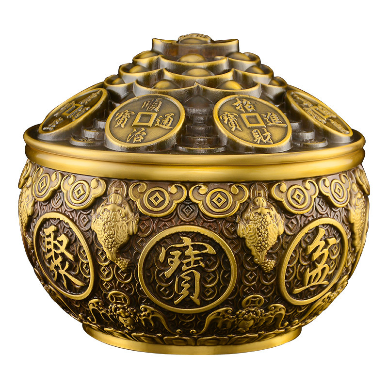 【金蟾聚宝盆】铜制黄铜大号摆件