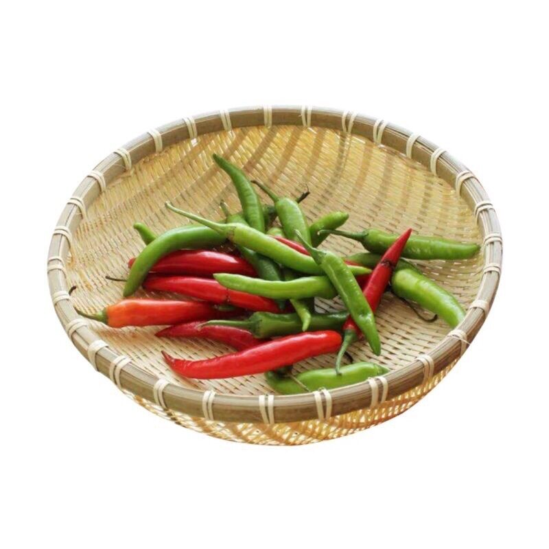 竹编簸箕竹制品圆形家用收纳馒头筐厨房洗菜竹筐农家水果编织竹篮