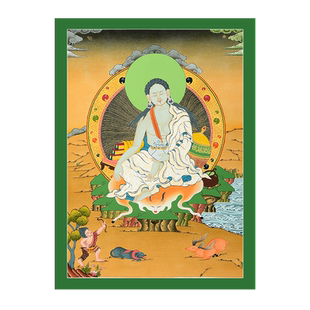 欧斯特尼泊尔手绘米拉日巴唐卡室内家用密勒日巴墙壁玄关装饰挂画