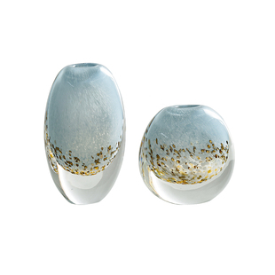 轻奢现代彩色琉璃花瓶高档水培插花艺术花器客厅餐桌软装饰品摆件