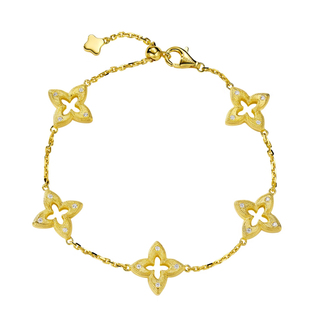 「2025爆款手链」四叶花纯银手链中古拉丝女款轻奢小众设计高级感