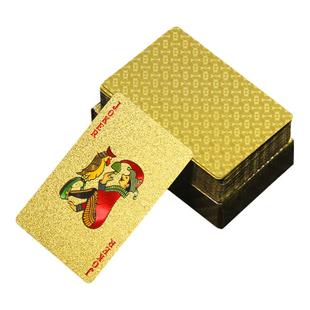 扑克牌PVC塑料防水防折土豪黄金纸牌专用金箔磨砂创意迷你扑克牌