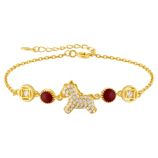 JAY丙午马年本命年手链925银红色手饰女新年首饰生肖马年礼物生日