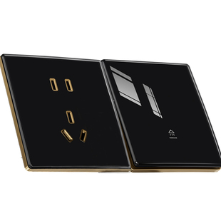 黑色开关插座面板钢化玻璃超薄家用墙壁墙上电源86型暗装一开五孔