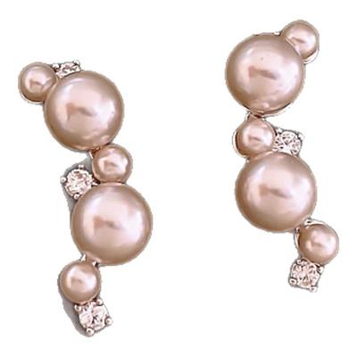 高级感曼塔玫瑰色珍珠锆石耳钉