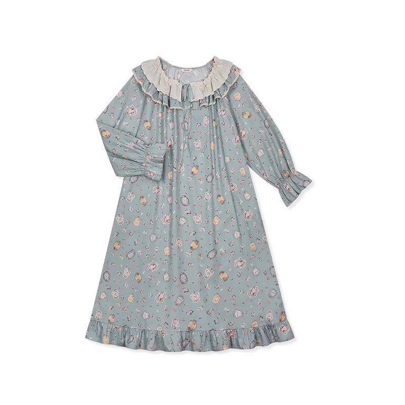 Ullala纯棉长袖甜美睡裙2026新品