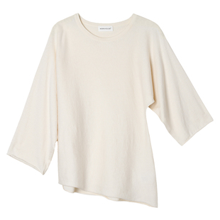 322WORKHOUSE针织T恤女2025新款春秋新中式不对称设计感上衣B272