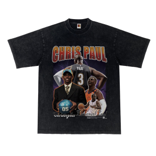 Chris Paul克里斯保罗印花美式短袖嘻哈复古T恤重磅纯棉篮球卫衣
