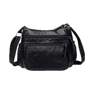 包包女2025新款水洗软皮宽肩带斜挎包中老年单肩包妈妈大容量女包