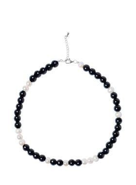 RiverineAdara「云纱絮结」黑曜石天然石水晶淡水珍珠颈链项链