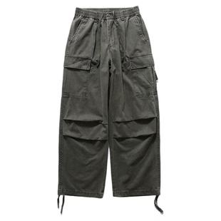 INKNOTS美式复古重水洗做旧阔腿baggy工装裤男女潮牌宽松休闲长裤