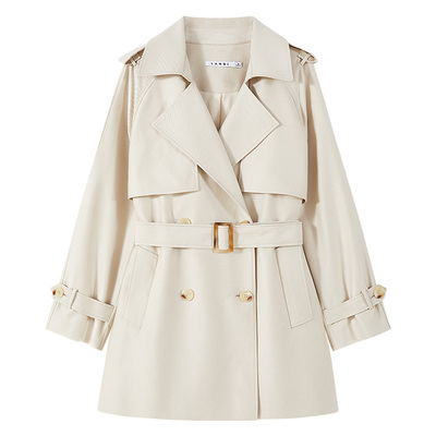 LANDI系带插肩袖翻领风衣