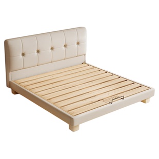 纯实木薄床头齐边床互不干扰静音加厚1.8米榻榻米排骨架支持定制