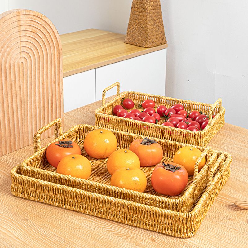 仿藤编面包水果托盘客厅收纳储茶盘筐茶几筐杂物收纳桌面物长方形