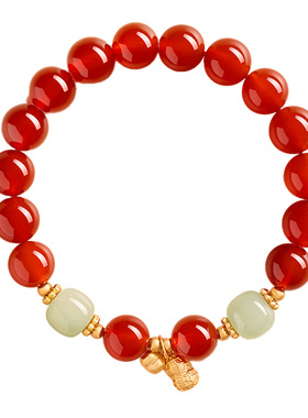 【好柿花生】正品天然红玛瑙手串