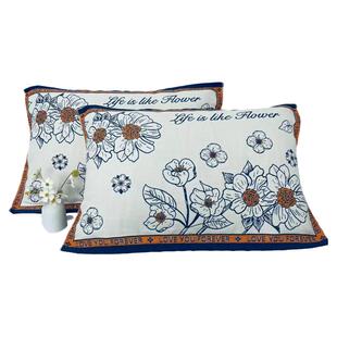 无印良品新款全棉十层纱布枕巾纯棉一对装高级感2026印花单人盖巾