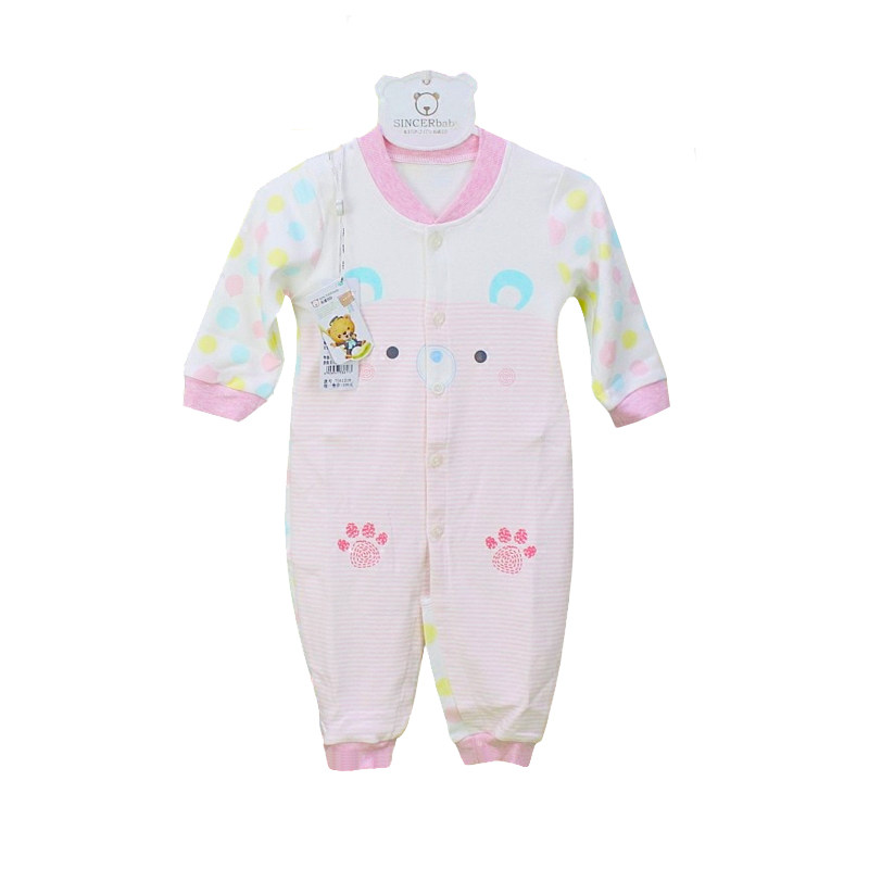 婴幼儿纯棉长袖开裆爬服连体衣