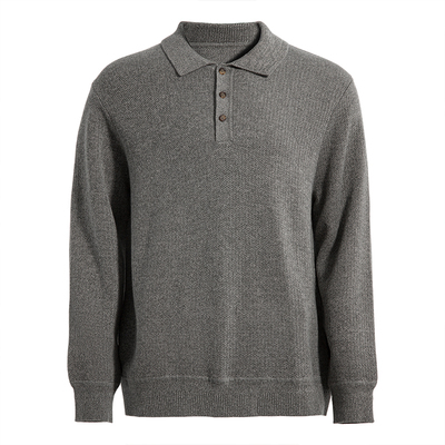 海上公路三扣翻领羊毛衫男士秋冬季羊毛混纺抗静电舒适保暖打底衫
