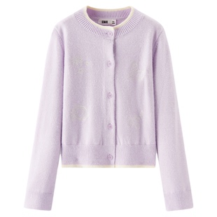 陈都灵同款森马针织衫女冬季短款绣花毛衣假两件2025新款小众上衣