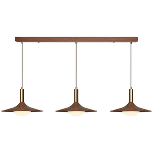 欧赢【飞碟餐厅吊灯】法式中古风飞碟灯复古胡桃木色饭桌三头灯