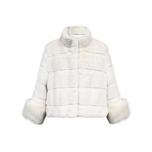 THE SWAN司凰轻奢 贵气姐姐 100狐狸毛袖短款保暖环保仿皮草外套