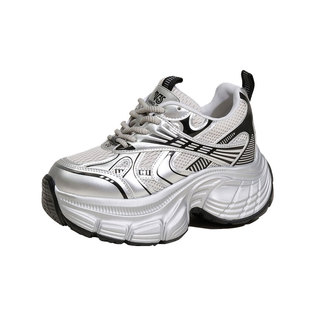 老爹鞋女款2025新款秋冬季加棉厚底小个子增高8cm休闲运动女鞋子